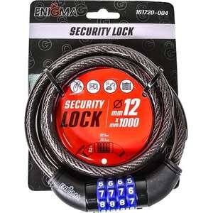 מנעול כבל Enigma קומבינציה 1 מ' 12 מ"מ שחור