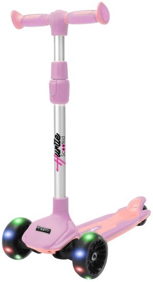 קורקינט ג'מבו 3 גלגלים עם אורות לילדים Hurtle - ורוד