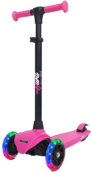 קורקינט קלאסי 3 גלגלים אורות קדמיים לילדים Hurtle - ורוד