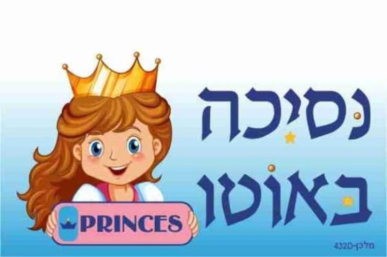 שלט נסיכה באוטו ורוד כולל 2 תופסני סיליקון מבית Malkan - גודל 12x18 ס''מ