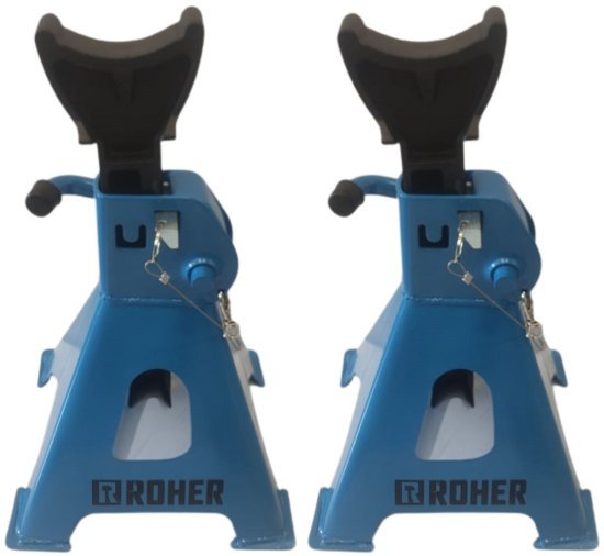 זוג רגלי מוסך מתכווננות 3 טון מחוזקות כולל פין בטיחות Roher
