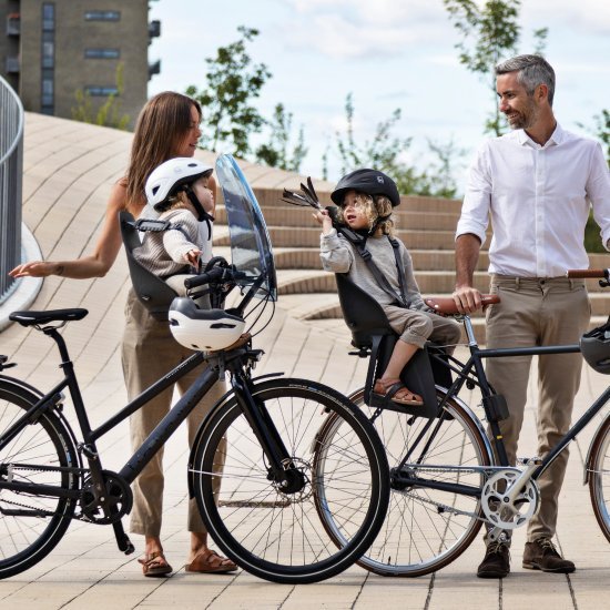 מושב תינוק קדמי Ta-ke לכידון האופניים עם מתאם Compact מבית Urban Iki - צבע Green / Kurumi Brown