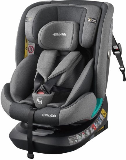 כסא בטיחות משולב בוסטר 360º בתקן i-Size דגם G409 מבית BabySafe - צבע אפור