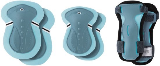 סט מגנים 3 חלקים (מרפקים, ברכיים ופרקי כף היד) דגם JUNIOR מבית Globber - צבע כחול פסטל - מידה XXS