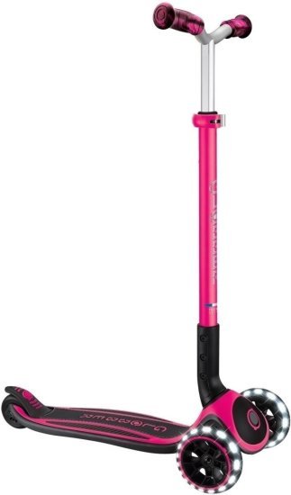 קורקינט מאיר 3 גלגלים Globber Ace Lights - צבע ורוד פוקסיה