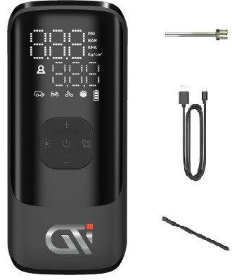 משאבת ניפוח ניידת לרכב GTI TORNADO 7500mAh - צבע שחור