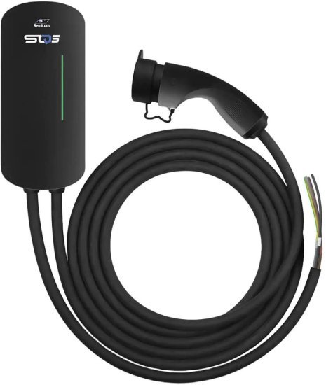 עמדת טעינה חד פאזי / תלת פאזי לרכב חשמלי 5 מטר כבל Semicom SQ5 22KW 32A - צבע שחור