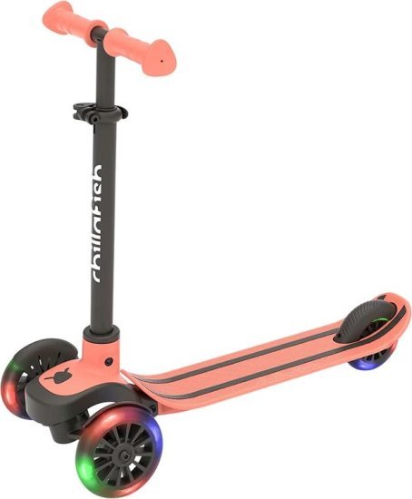 קורקינט 3 גלגלים לילדים עם אורות בגלגלים דגם Scotti Glow מבית Chillafish - ורוד פלמינגו