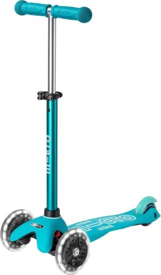 קורקינט 3 גלגלים עם אורות Micro Mini Deluxe LED - צבע אקווה