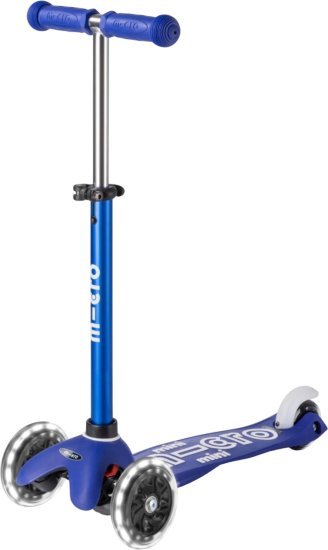 קורקינט 3 גלגלים עם אורות Micro Mini Deluxe LED - צבע כחול / לבן