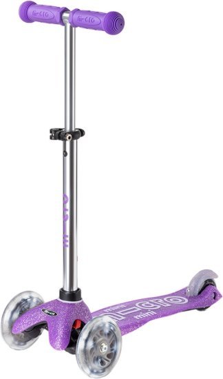 קורקינט 3 גלגלים עם נצנצים ואורות Micro Mini Deluxe Glitter LED - צבע סגול