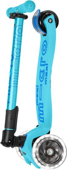 קורקינט 3 גלגלים מתקפל עם אורות Micro Maxi Deluxe Foldable LED - צבע כחול בהיר