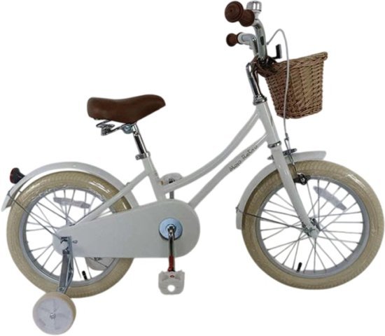 אופניים לילדים עם גלגלי עזר ''14 (95% מורכב) מבית Anonima - צבע לבן