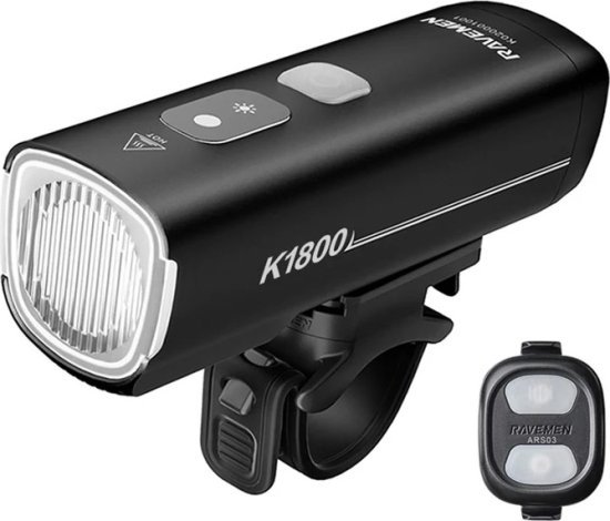 פנס קדמי לאופניים K1800 מבית Ravemen