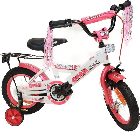 אופני BMX לילדים עם גלגלי עזר ''12 מבית Luli Baby's - צבע ורוד