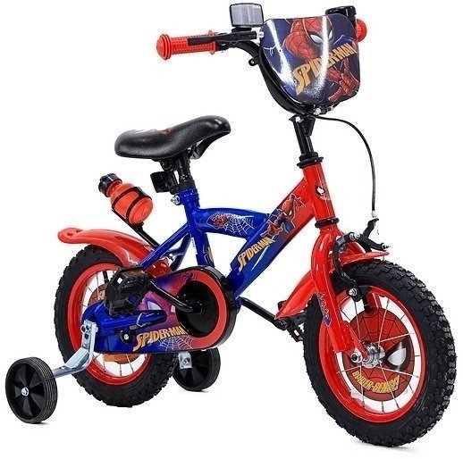אופניים ממותגים לילדים עם גלגלי עזר ''12 מבית Luli Baby's - ספיידרמן