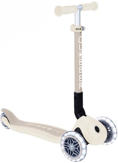 מציאון ועודפים - קורקינט אקולוגי מתקפל לילדים עם אורות Globber  Primo Junior Folding Light - צבע קוקוס