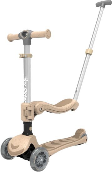 קורקינט 3 ב-1 עם מושב מתקפל ומוט דחיפה Leo Rider - צבע בז'