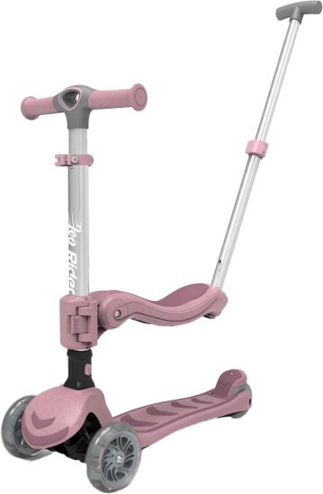 קורקינט 3 ב-1 עם מושב מתקפל ומוט דחיפה Leo Rider - צבע ורוד
