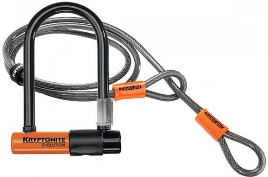 מנעול פרסה Kryptonite Evolution Mini 7 לאופניים עם 3 מפתחות וכבל
